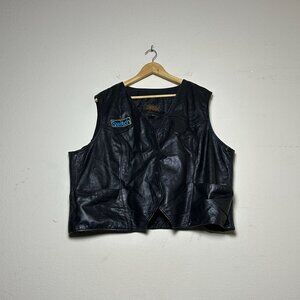 Street Steel Leather Biker Moto Button Up Vest Men 5X Black Y2K Punk Rock Rider